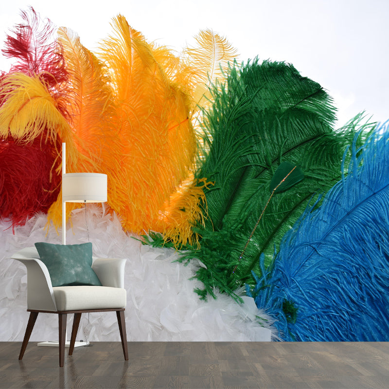 Light Bird Feather Mural Eco-friendly Decorative Wallpaper Home Decor