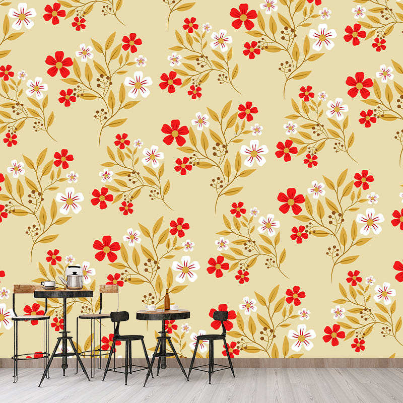 Mildew Resistant Tropical Plant Mural Eco-friendly Decorative Wallpaper for Home