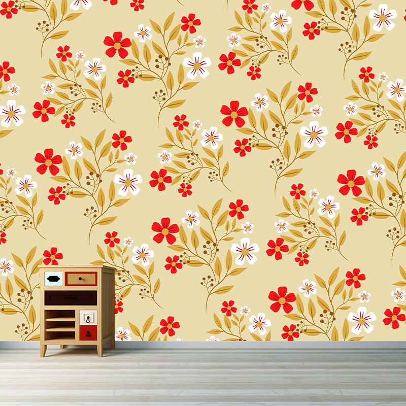 Mildew Resistant Tropical Plant Mural Eco-friendly Decorative Wallpaper for Home