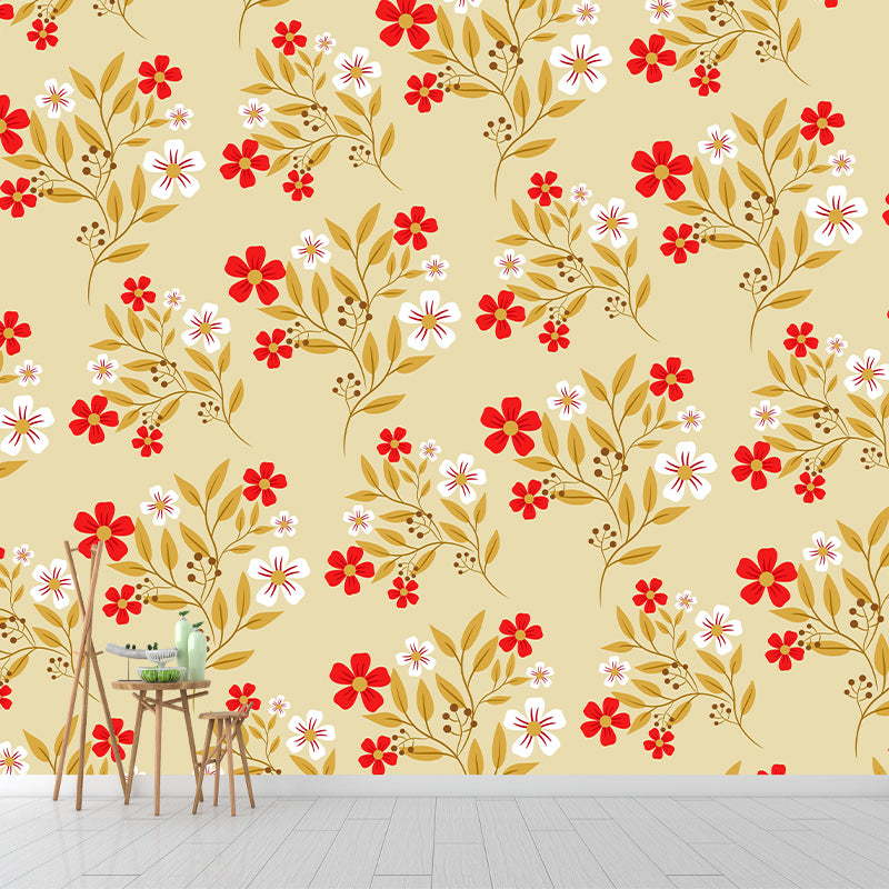 Mildew Resistant Tropical Plant Mural Eco-friendly Decorative Wallpaper for Home