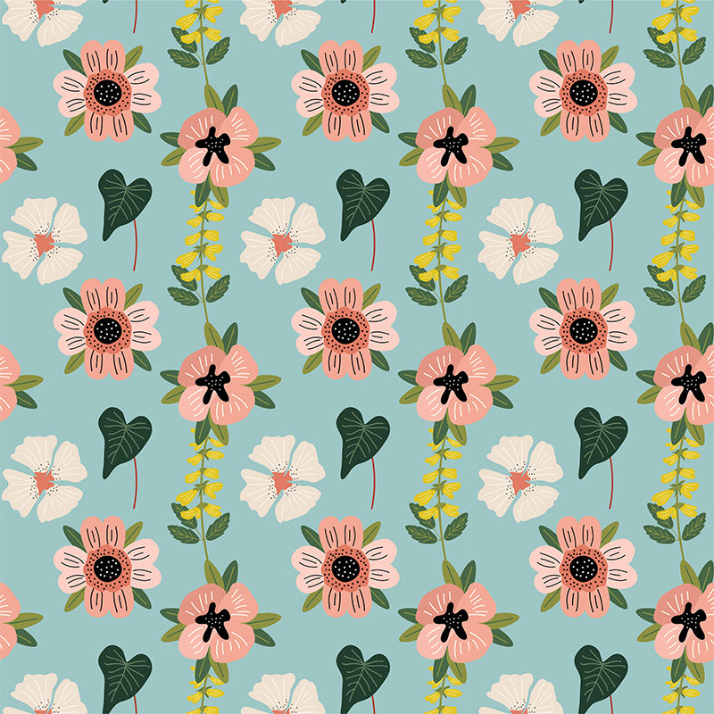 Horizontal Illustration Tropical Plant Mural Eco-friendly Decorative Wallpaper