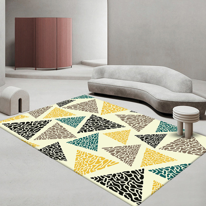 Geometric Polyester Rug Indoor Rug Washable Pet Friendly Carpet for Home Decor
