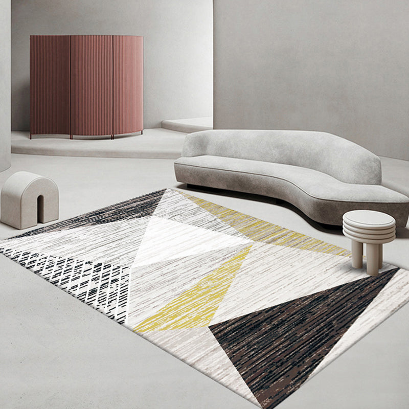 Geometric Polyester Rug Indoor Rug Washable Pet Friendly Carpet for Home Decor