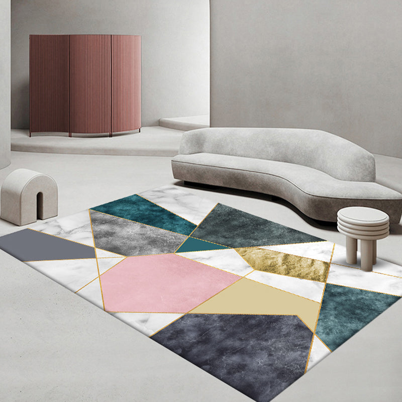 Geometric Polyester Rug Indoor Rug Washable Pet Friendly Carpet for Home Decor