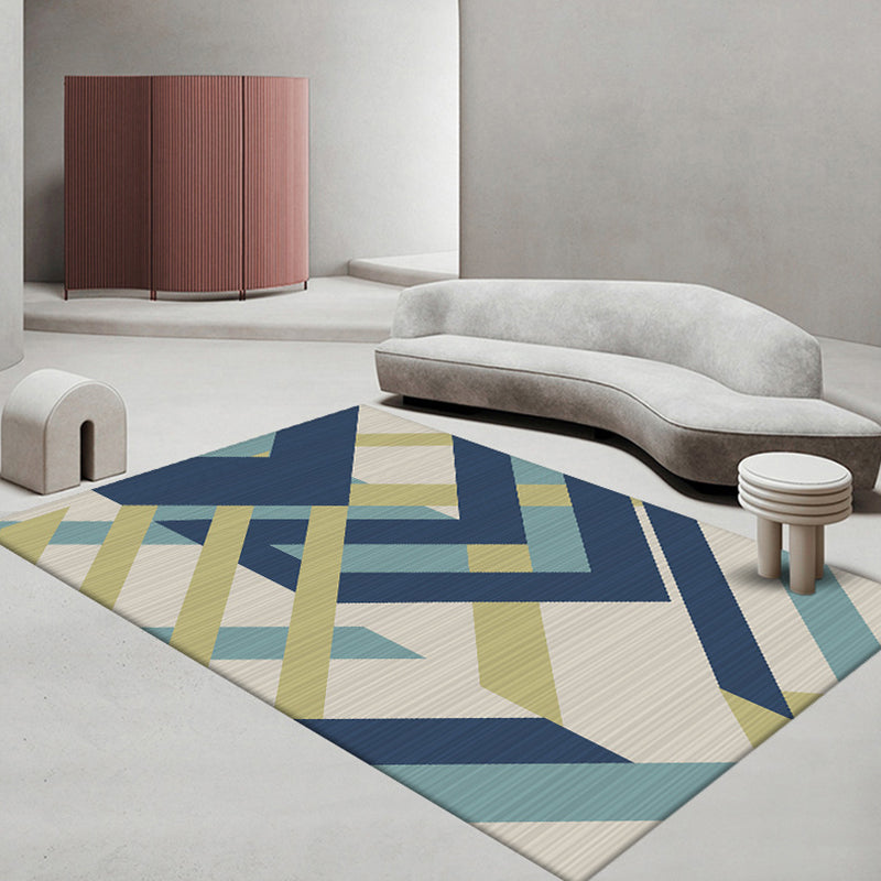 Geometric Polyester Rug Indoor Rug Washable Pet Friendly Carpet for Home Decor