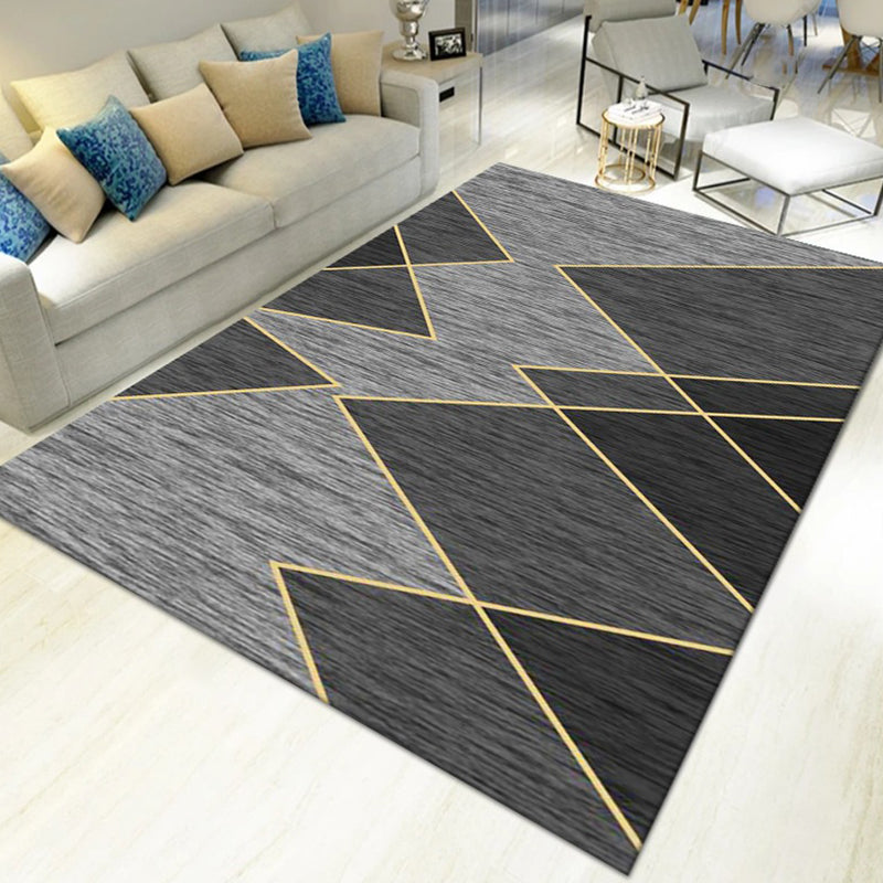 Pink Striped Rug Polyester Modern Rug Stain Resistant Rug for Living Room