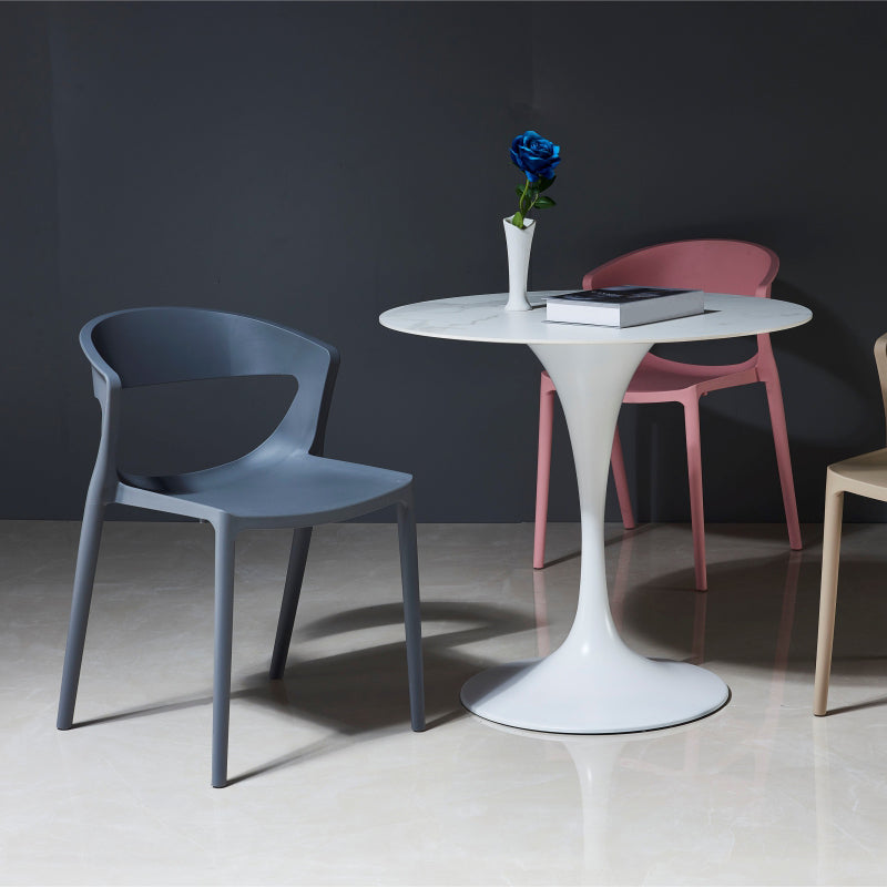 Silla de comedor de plástico de estilo contemporáneo, sillas laterales sin brazos para cocina