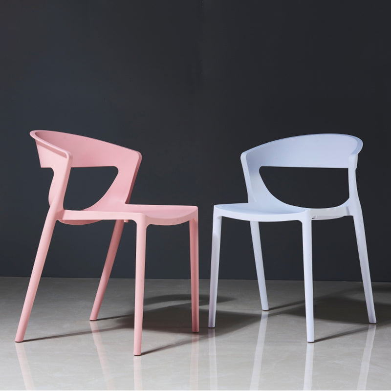 Silla de comedor de plástico de estilo contemporáneo, sillas laterales sin brazos para cocina