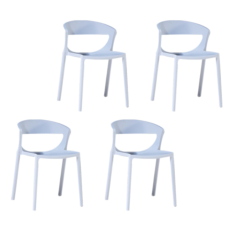Silla de comedor de plástico de estilo contemporáneo, sillas laterales sin brazos para cocina