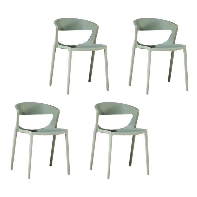 Silla de comedor de plástico de estilo contemporáneo, sillas laterales sin brazos para cocina