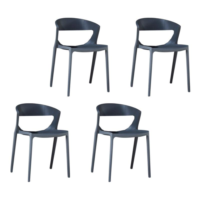 Silla de comedor de plástico de estilo contemporáneo, sillas laterales sin brazos para cocina