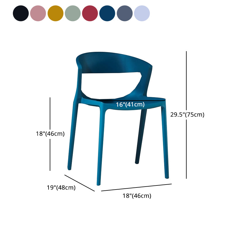 Silla de comedor de plástico de estilo contemporáneo, sillas laterales sin brazos para cocina