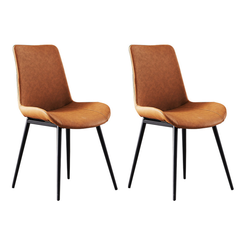 Restaurante contemporáneo Silla lateral con respaldo sólido Silla de comedor de cuero