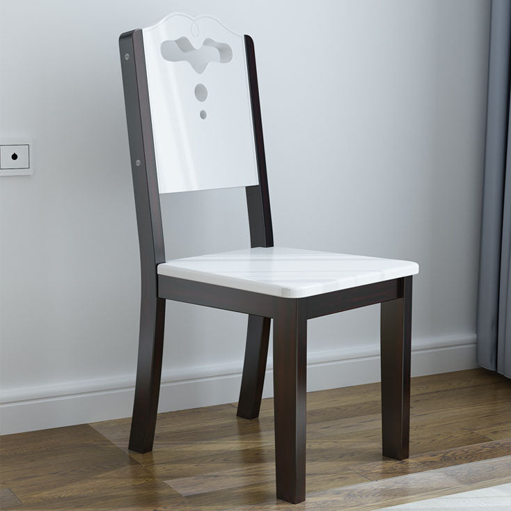 Silla de comedor de madera contemporánea, respaldo abierto sin brazos, sillas laterales de comedor