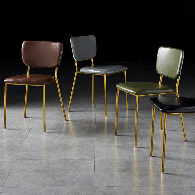 Sillas de comedor de estilo nórdico, sillas apilables sin brazos con respaldo abierto y patas de metal