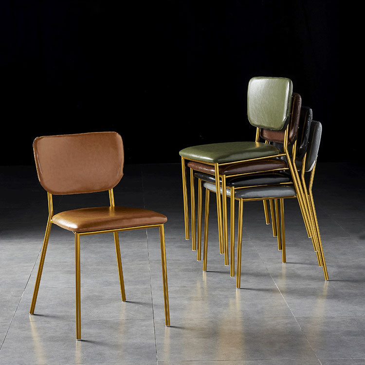 Sillas de comedor de estilo nórdico, sillas apilables sin brazos con respaldo abierto y patas de metal