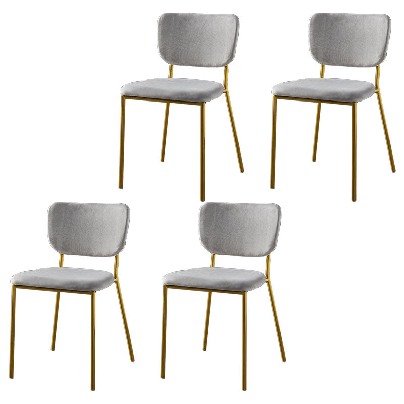 Sillas de comedor de estilo nórdico, sillas apilables sin brazos con respaldo abierto y patas de metal