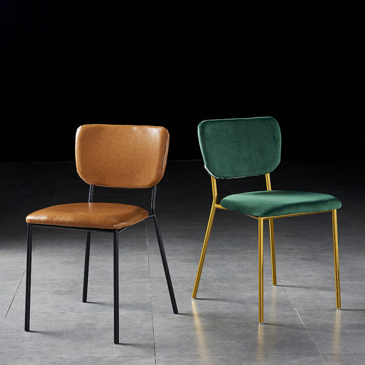 Sillas de comedor de estilo nórdico, sillas apilables sin brazos con respaldo abierto y patas de metal