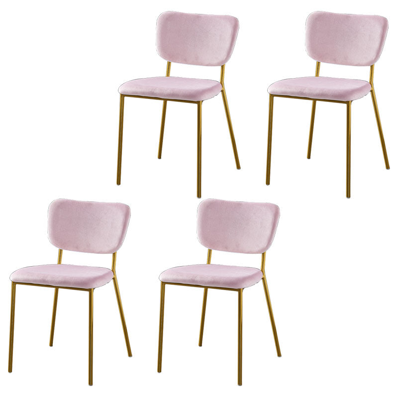 Sillas de comedor de estilo nórdico, sillas apilables sin brazos con respaldo abierto y patas de metal
