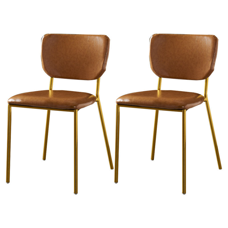 Sillas de comedor de estilo nórdico, sillas apilables sin brazos con respaldo abierto y patas de metal