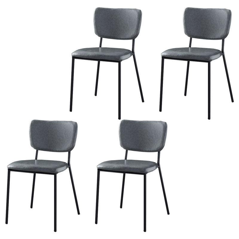 Sillas de comedor de estilo nórdico, sillas apilables sin brazos con respaldo abierto y patas de metal