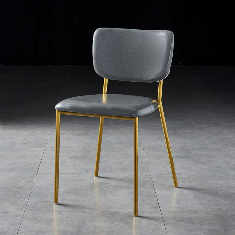 Sillas de comedor de estilo nórdico, sillas apilables sin brazos con respaldo abierto y patas de metal