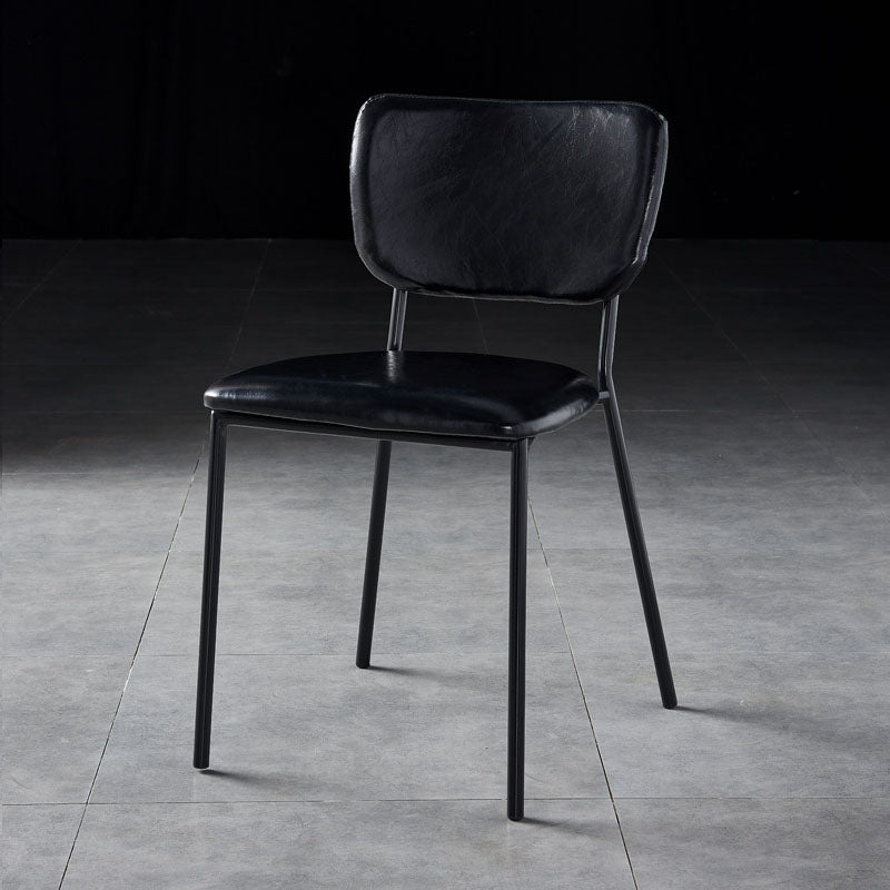 Sillas de comedor de estilo nórdico, sillas apilables sin brazos con respaldo abierto y patas de metal
