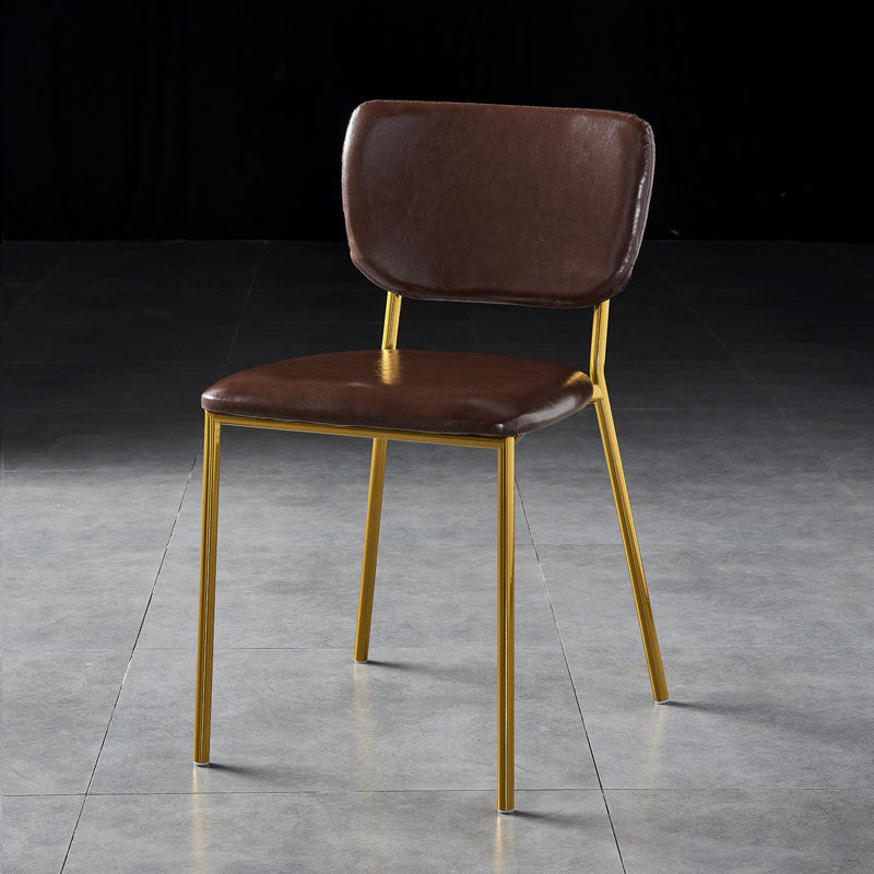 Sillas de comedor de estilo nórdico, sillas apilables sin brazos con respaldo abierto y patas de metal