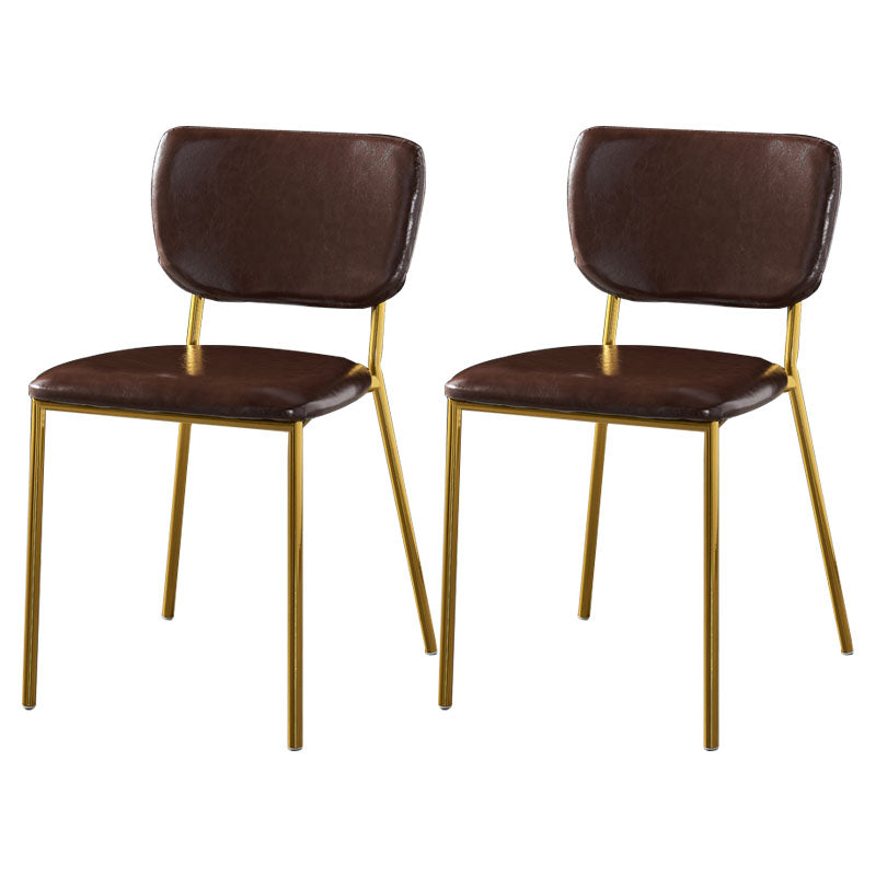 Sillas de comedor de estilo nórdico, sillas apilables sin brazos con respaldo abierto y patas de metal
