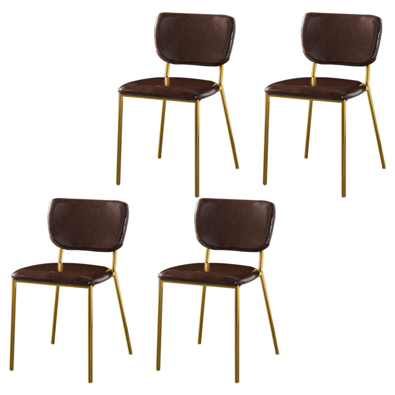 Sillas de comedor de estilo nórdico, sillas apilables sin brazos con respaldo abierto y patas de metal