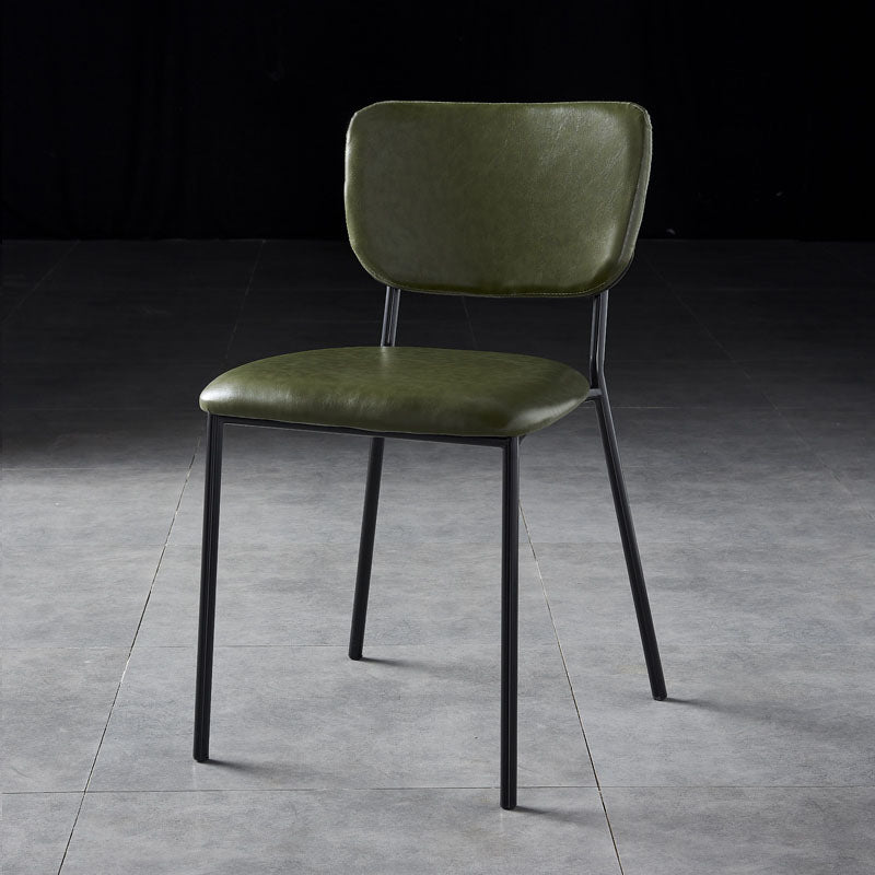 Sillas de comedor de estilo nórdico, sillas apilables sin brazos con respaldo abierto y patas de metal