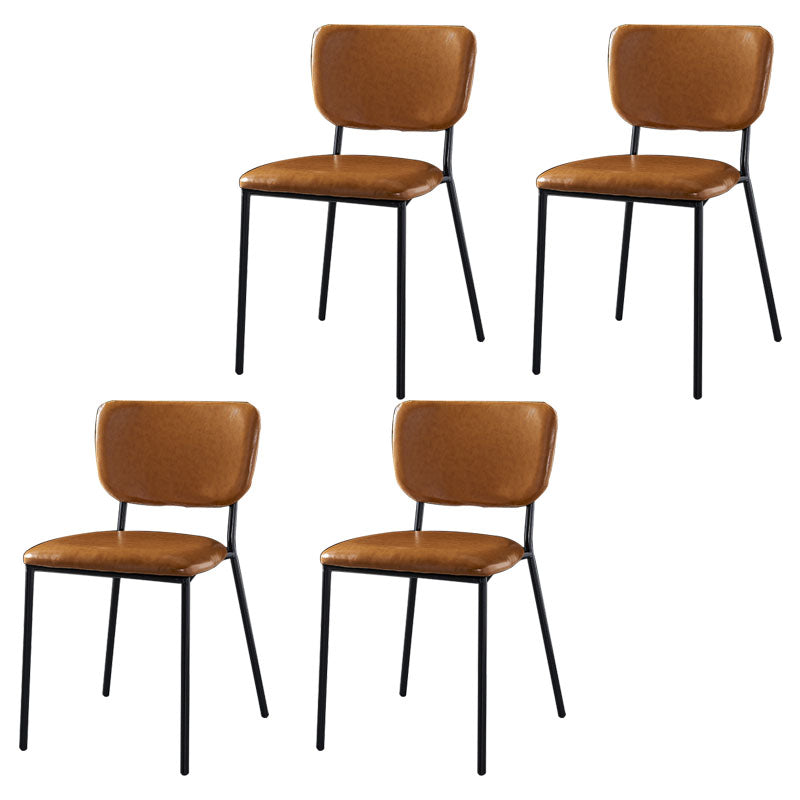 Sillas de comedor de estilo nórdico, sillas apilables sin brazos con respaldo abierto y patas de metal