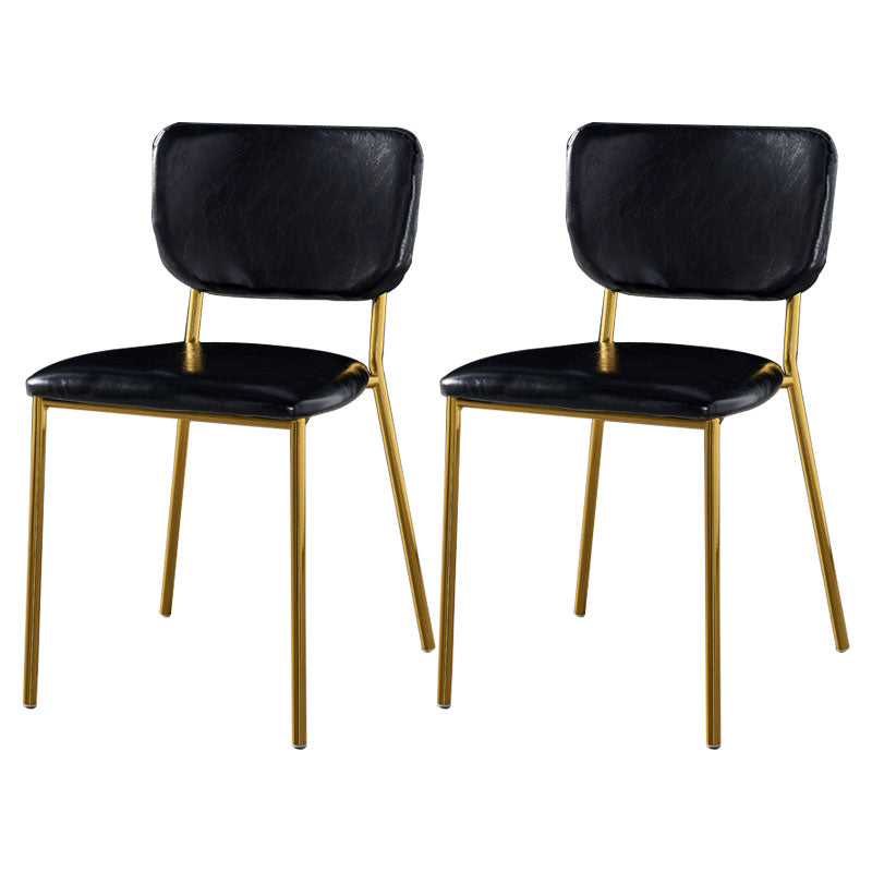 Sillas de comedor de estilo nórdico, sillas apilables sin brazos con respaldo abierto y patas de metal