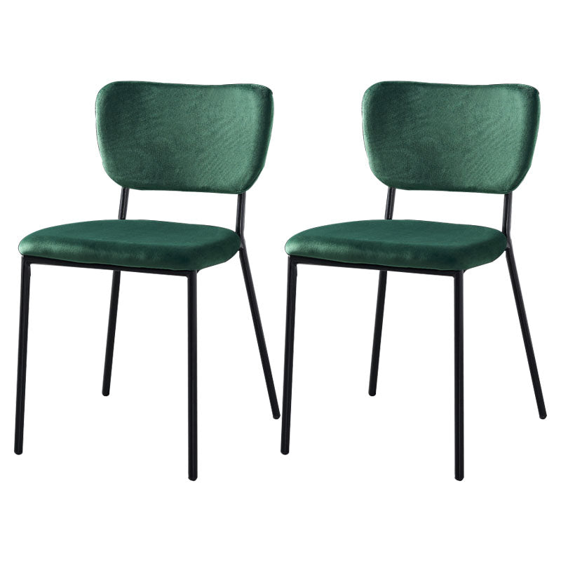 Sillas de comedor de estilo nórdico, sillas apilables sin brazos con respaldo abierto y patas de metal