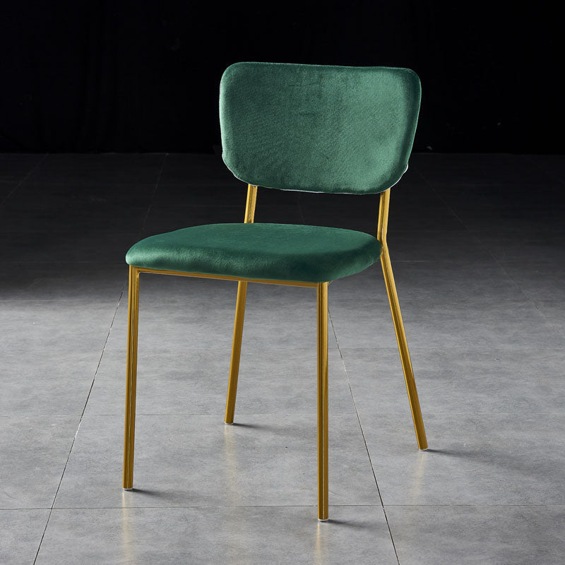 Sillas de comedor de estilo nórdico, sillas apilables sin brazos con respaldo abierto y patas de metal