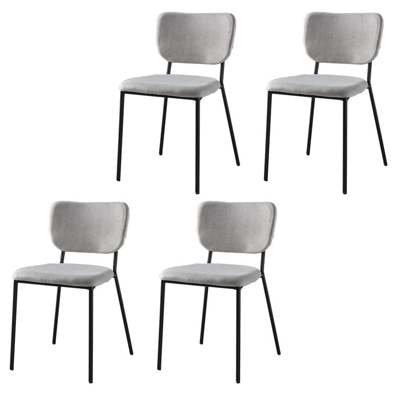 Sillas de comedor de estilo nórdico, sillas apilables sin brazos con respaldo abierto y patas de metal