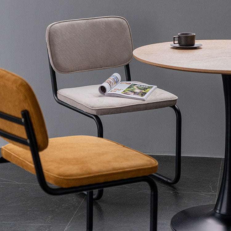 Sillas de comedor estilo moderno Sillas sin brazos con respaldo abierto y patas de metal