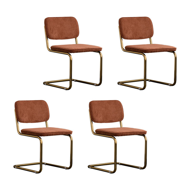 Sillas de comedor estilo moderno Sillas sin brazos con respaldo abierto y patas de metal