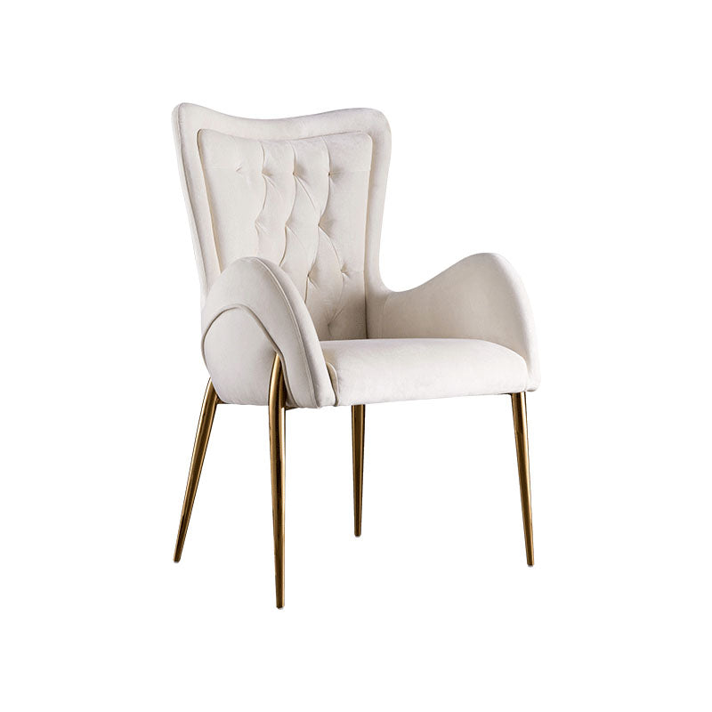 Silla de comedor de metal moderno, sillón lateral de terciopelo para uso en restaurantes