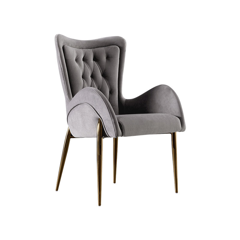 Silla de comedor de metal moderno, sillón lateral de terciopelo para uso en restaurantes
