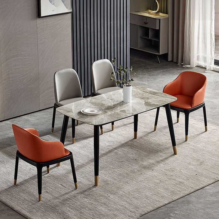Industrial Home Parsons Silla auxiliar Silla de comedor de cuero con patas de madera