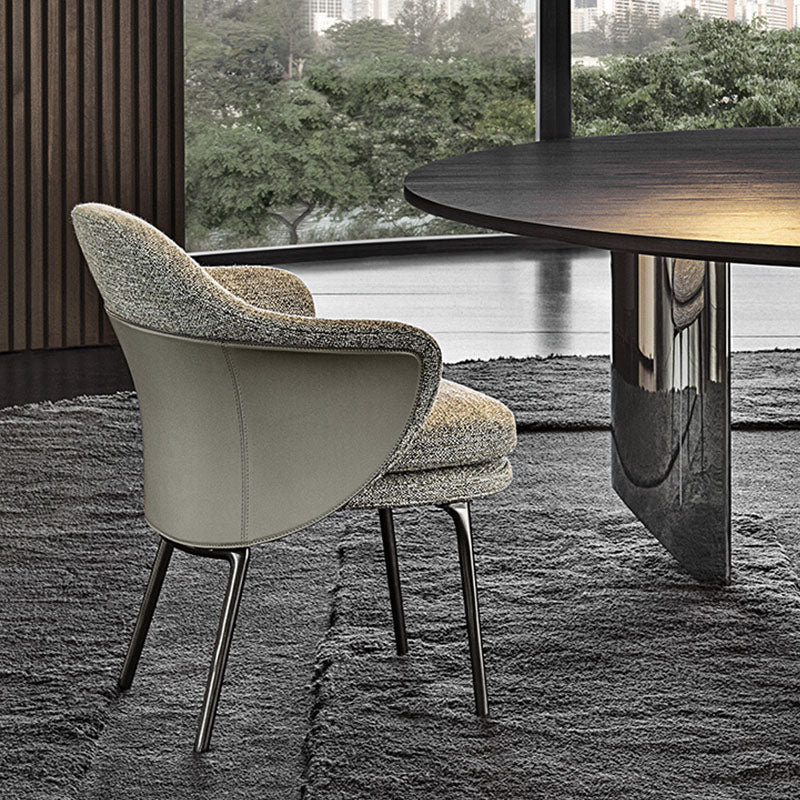 Silla de comedor de metal moderno, silla lateral de tela para uso en restaurantes