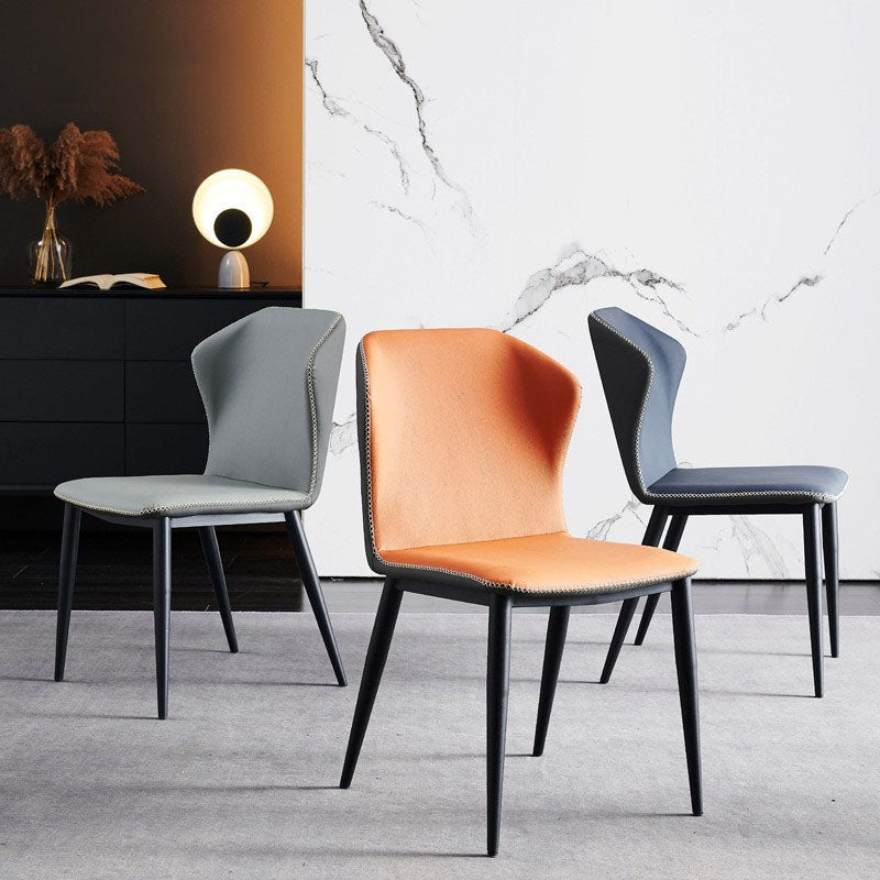 Restaurant Contemporary Leather Side Chair Wingback Dining Chairs
