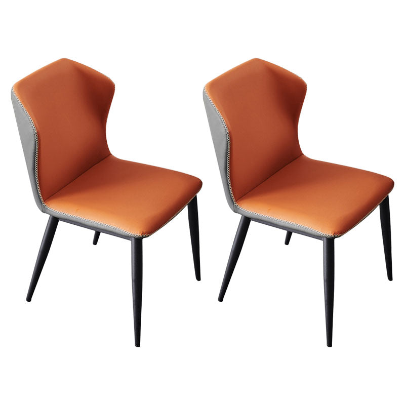 Restaurante Silla lateral de cuero contemporánea Wingback Sillas de comedor