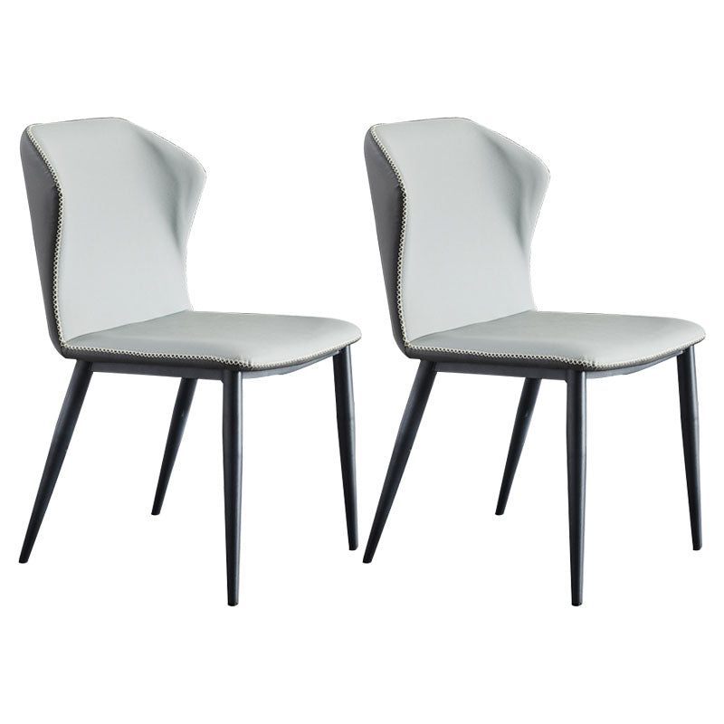 Restaurante Silla lateral de cuero contemporánea Wingback Sillas de comedor