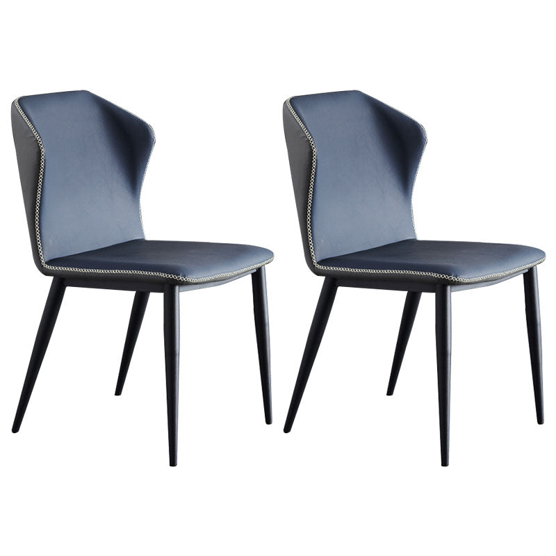 Restaurante Silla lateral de cuero contemporánea Wingback Sillas de comedor