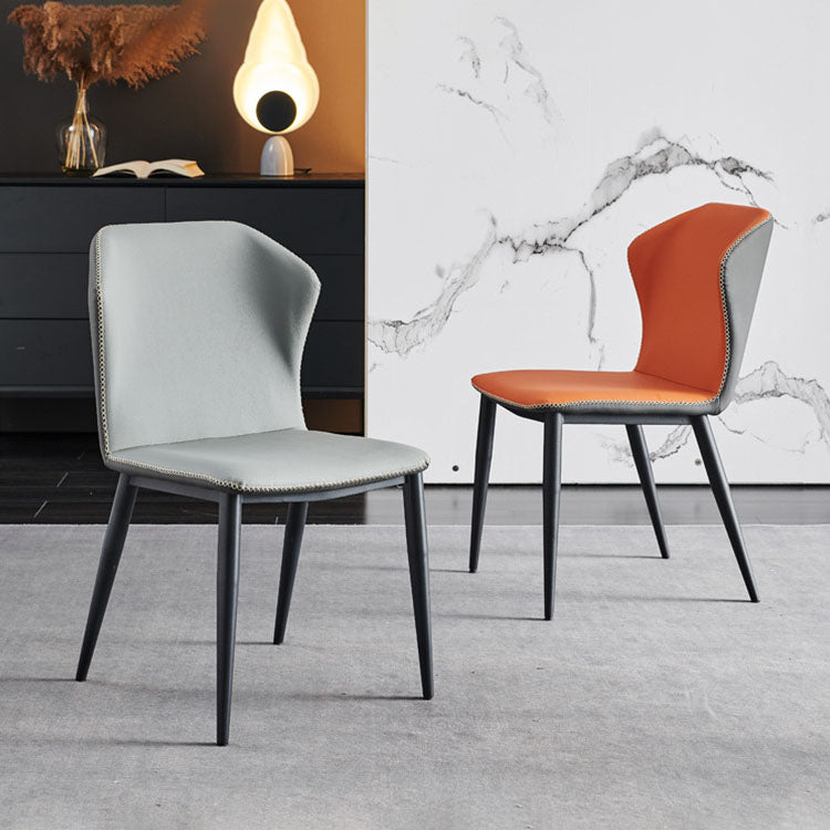 Restaurante Silla lateral de cuero contemporánea Wingback Sillas de comedor