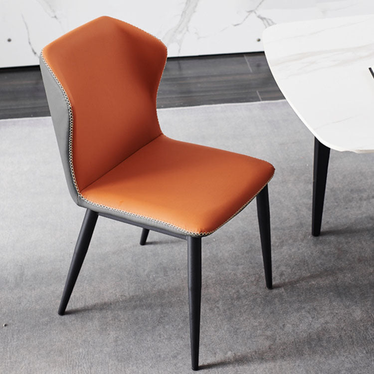 Restaurante Silla lateral de cuero contemporánea Wingback Sillas de comedor