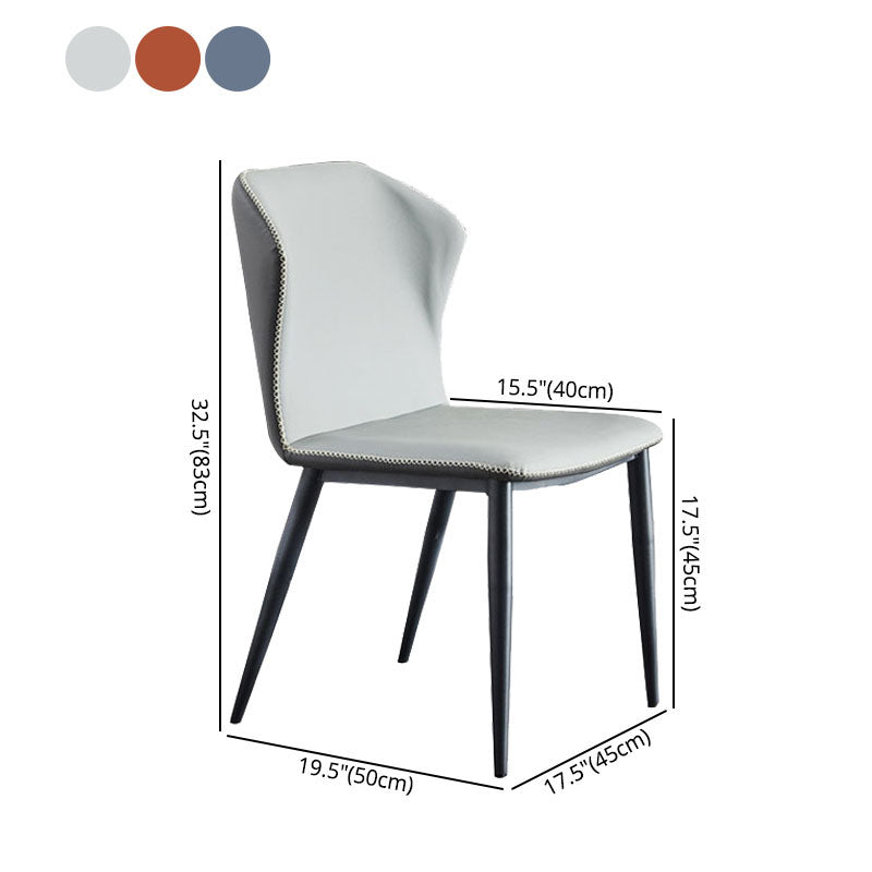 Restaurante Silla lateral de cuero contemporánea Wingback Sillas de comedor