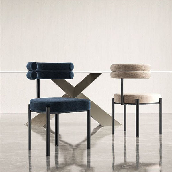 Silla sin brazos de comedor de metal moderno, silla lateral de comedor de terciopelo para uso en restaurantes